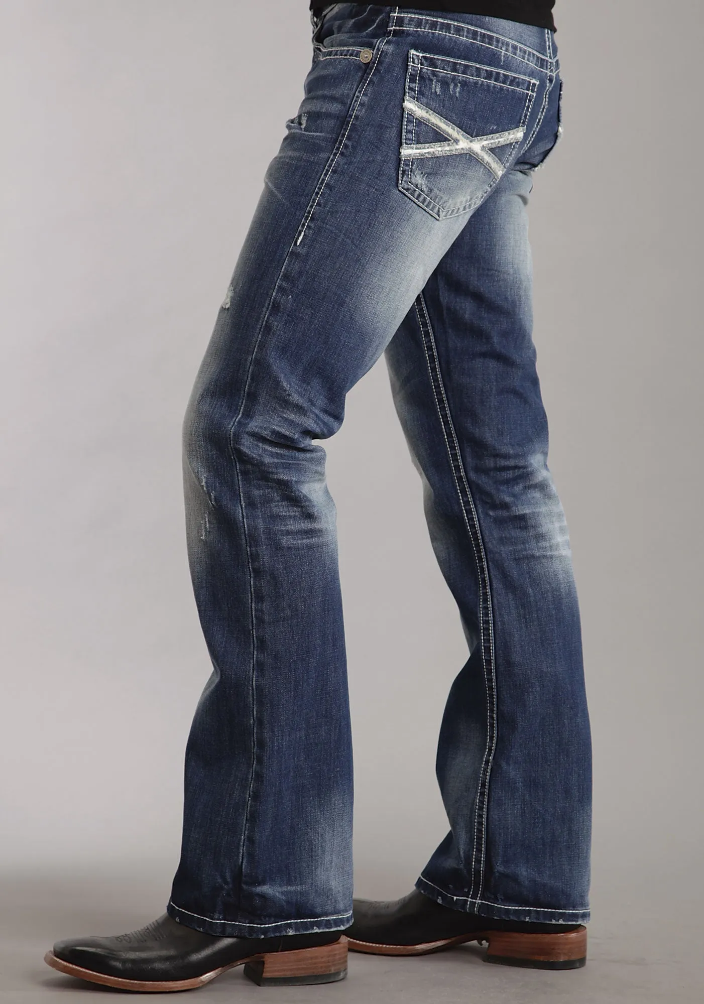 1014 Fit Destructed Medium Wash Jeans