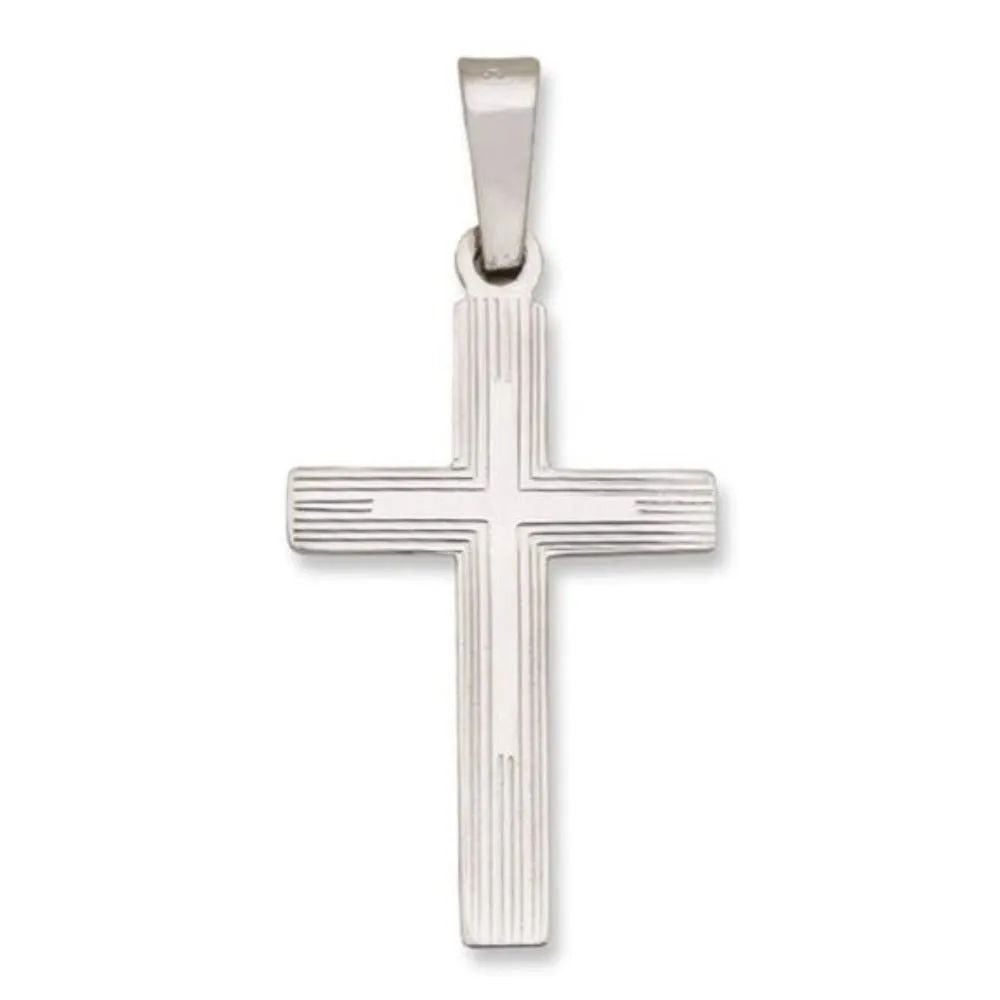 14K W Gold Hollow Lined Cross 23mm