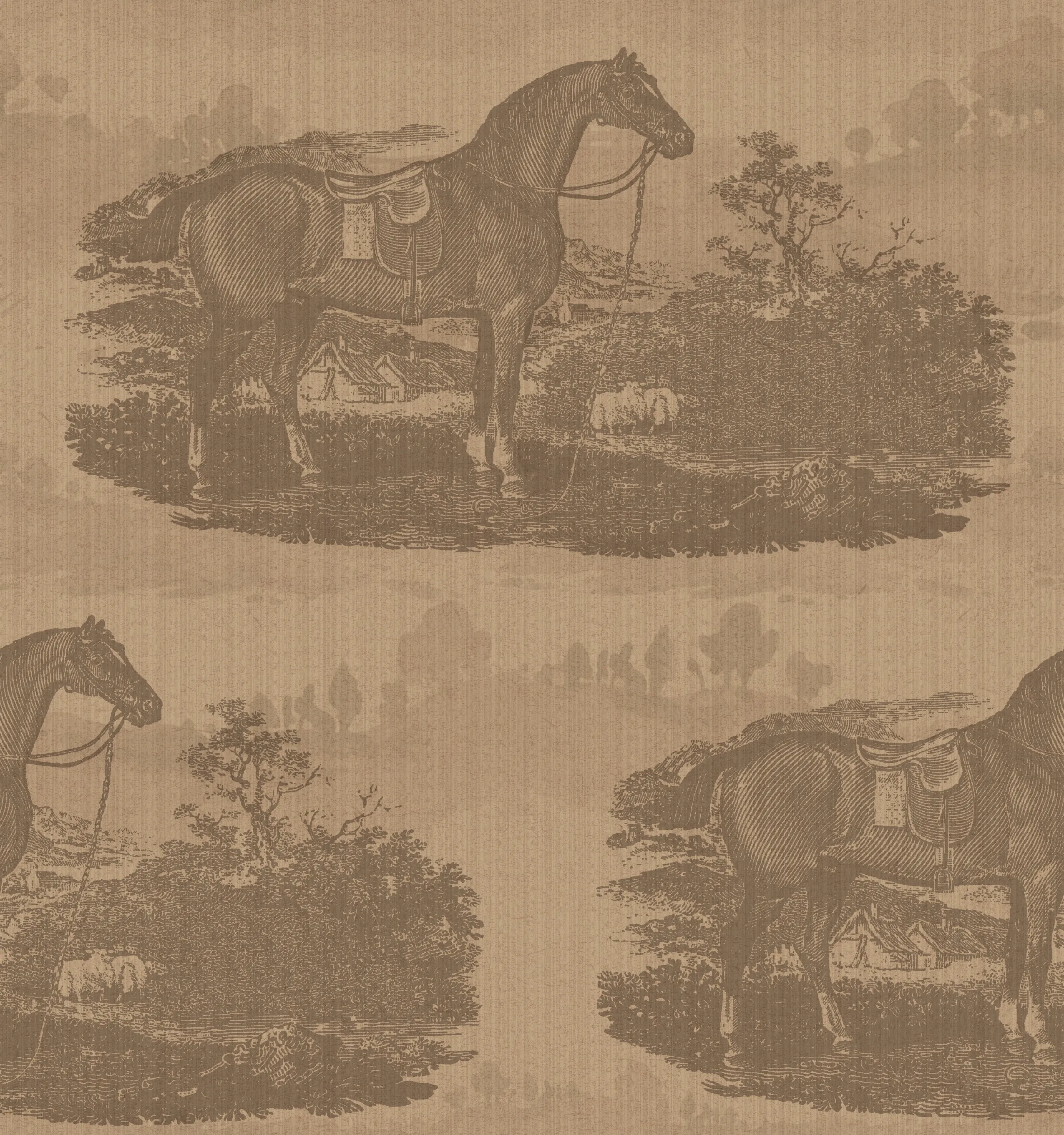 17-09-023-20 Wallpaper Horse Toile Caramel