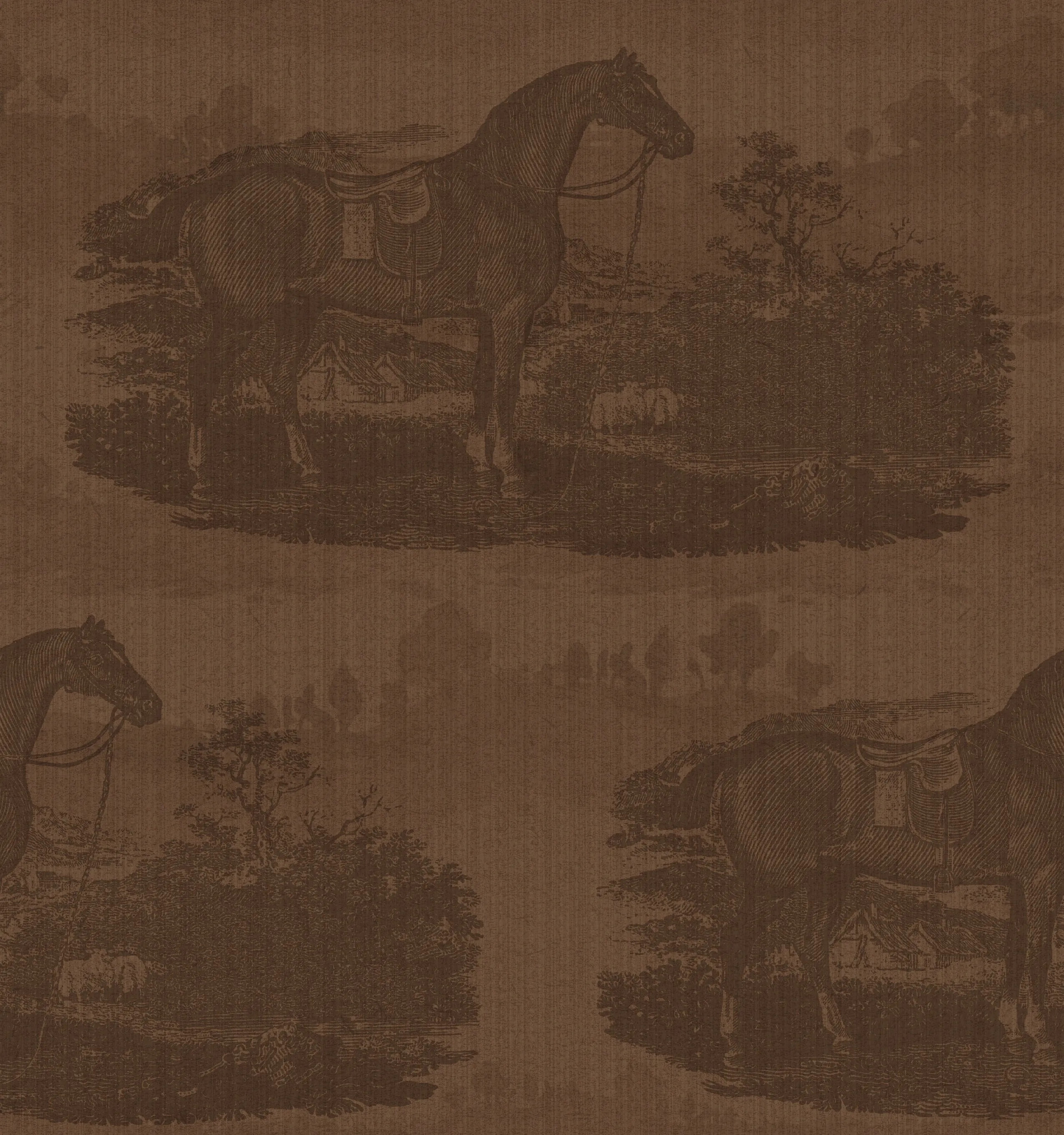 17-09-023-45 Wallpaper Horse Toile Dark Brown