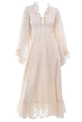 1970s Gunne Sax Lace Angel Sleeve Vintage Wedding Dress