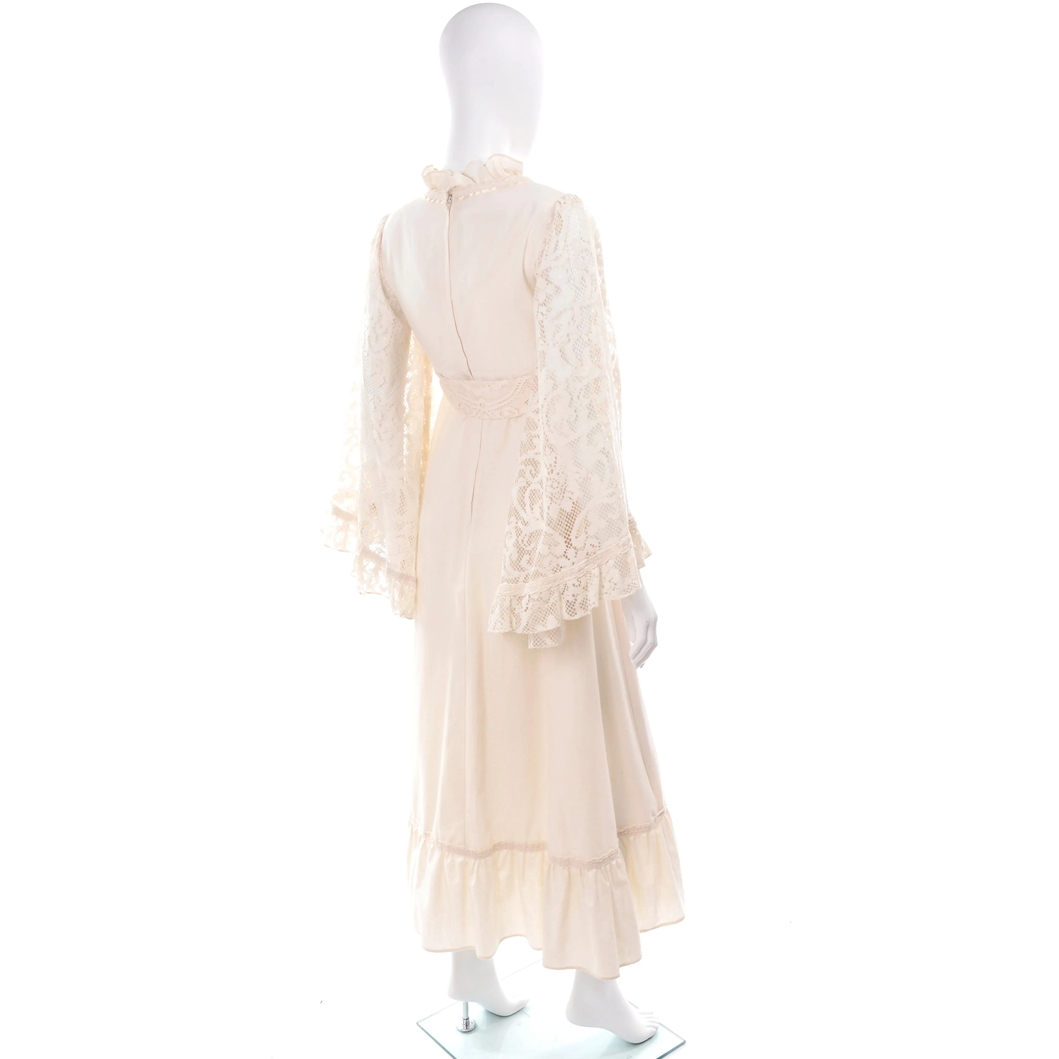 1970s Gunne Sax Lace Angel Sleeve Vintage Wedding Dress