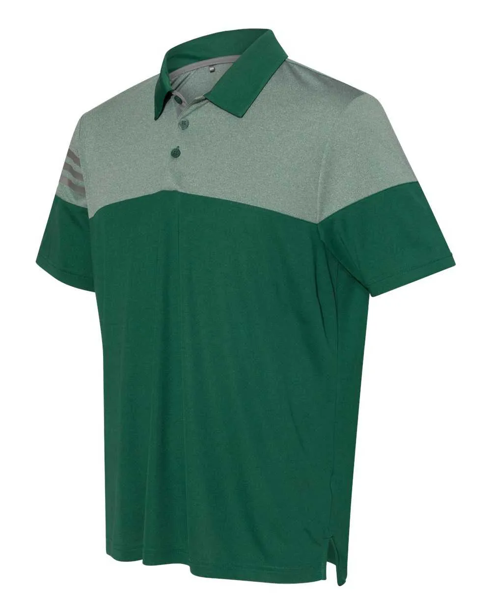 Adidas A213 Heathered 3-Stripes Block Sport Shirt - Collegiate Green