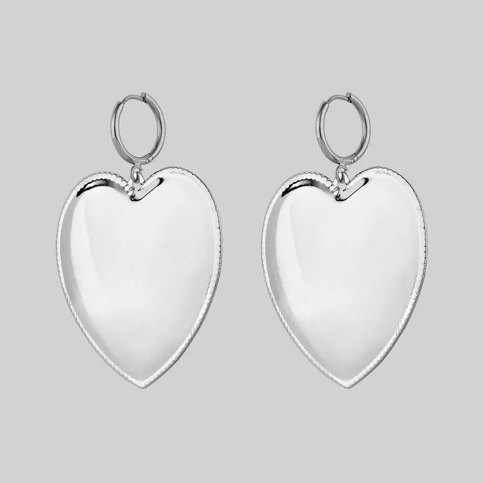 ADMIRE. Large Heart Hoop Earrings - Silver