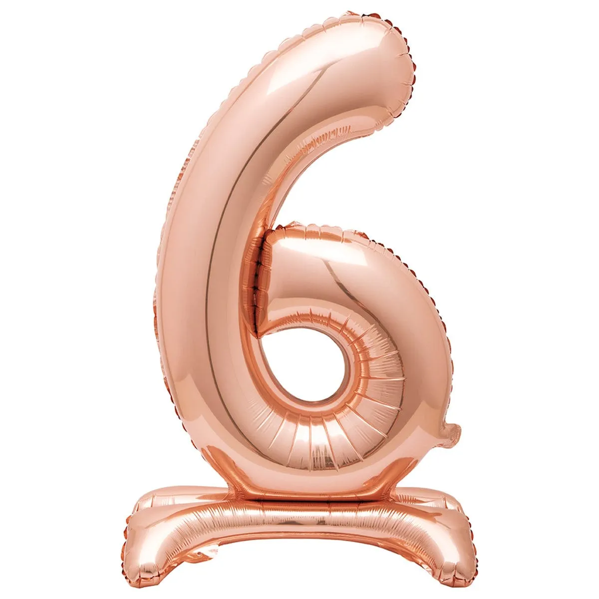 Air-filled Standing Rose Gold Number 6 Foil Balloon, 34 inches