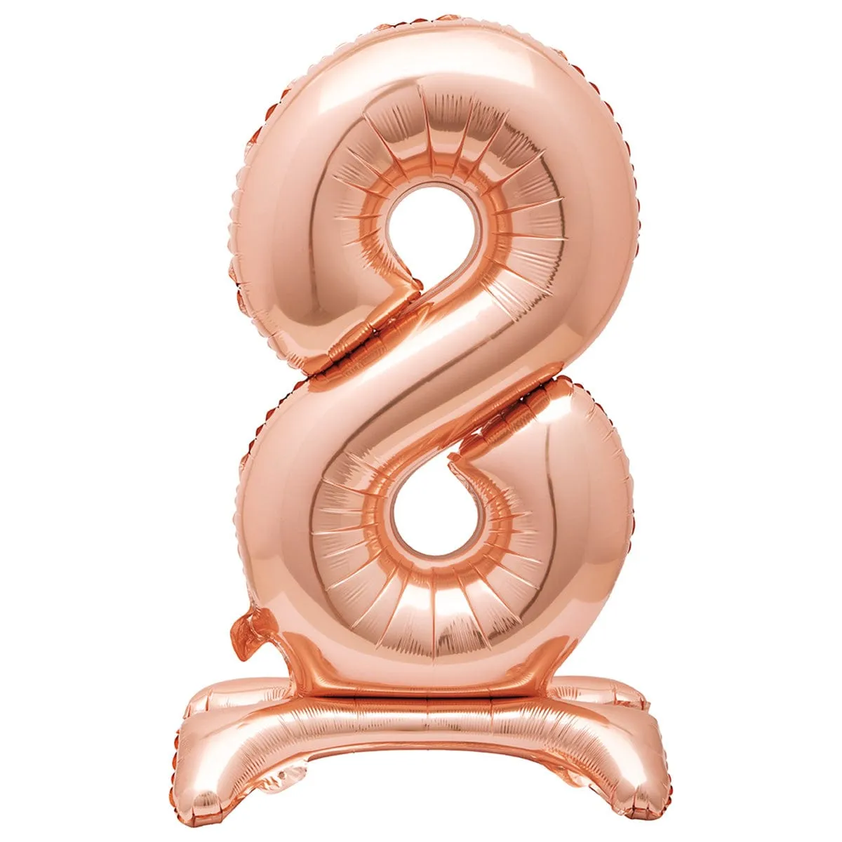 Air-filled Standing Rose Gold Number 8 Foil Balloon, 34 inches