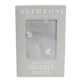 Alimrose - Muslin Swaddle Deer on Grey