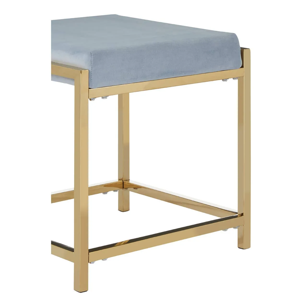 Allure Powder Blue Velvet / Gold Stool