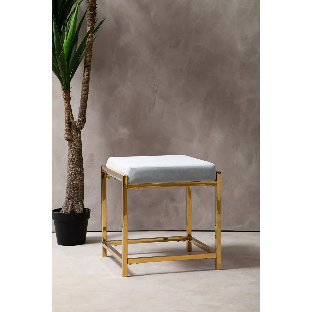 Allure Powder Blue Velvet / Gold Stool