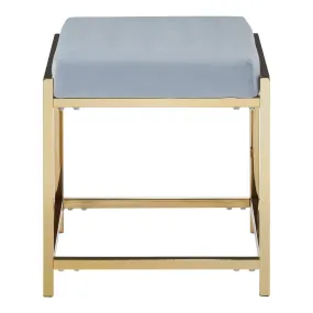 Allure Powder Blue Velvet / Gold Stool