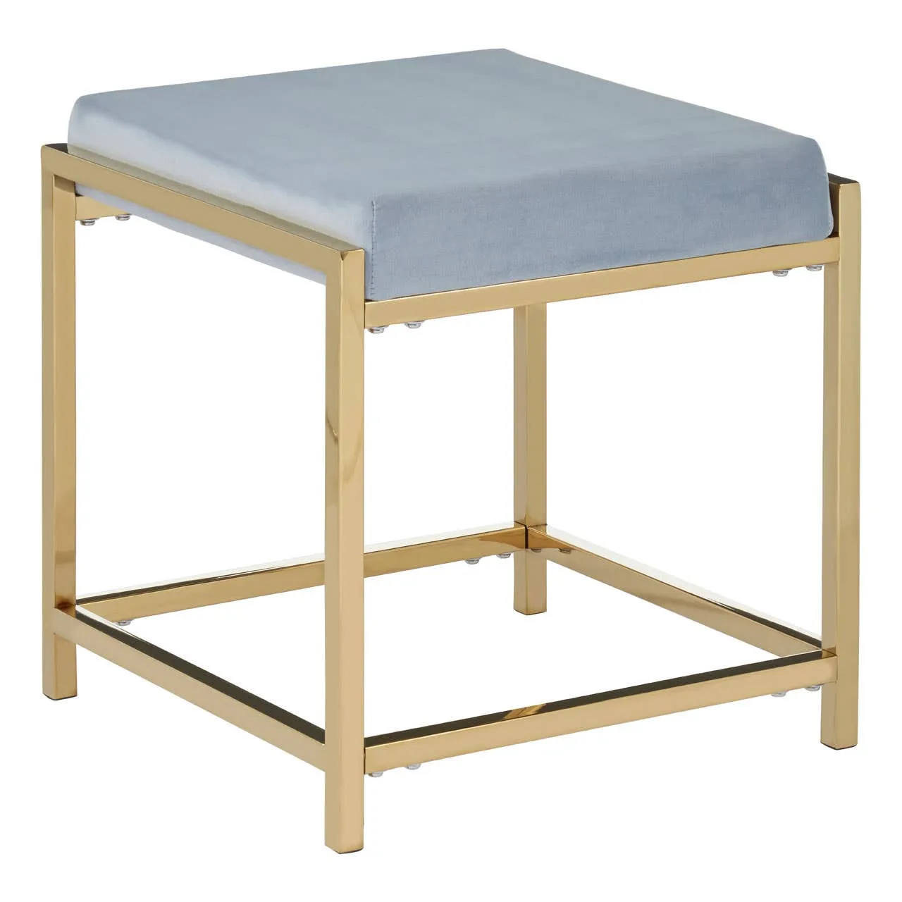 Allure Powder Blue Velvet / Gold Stool