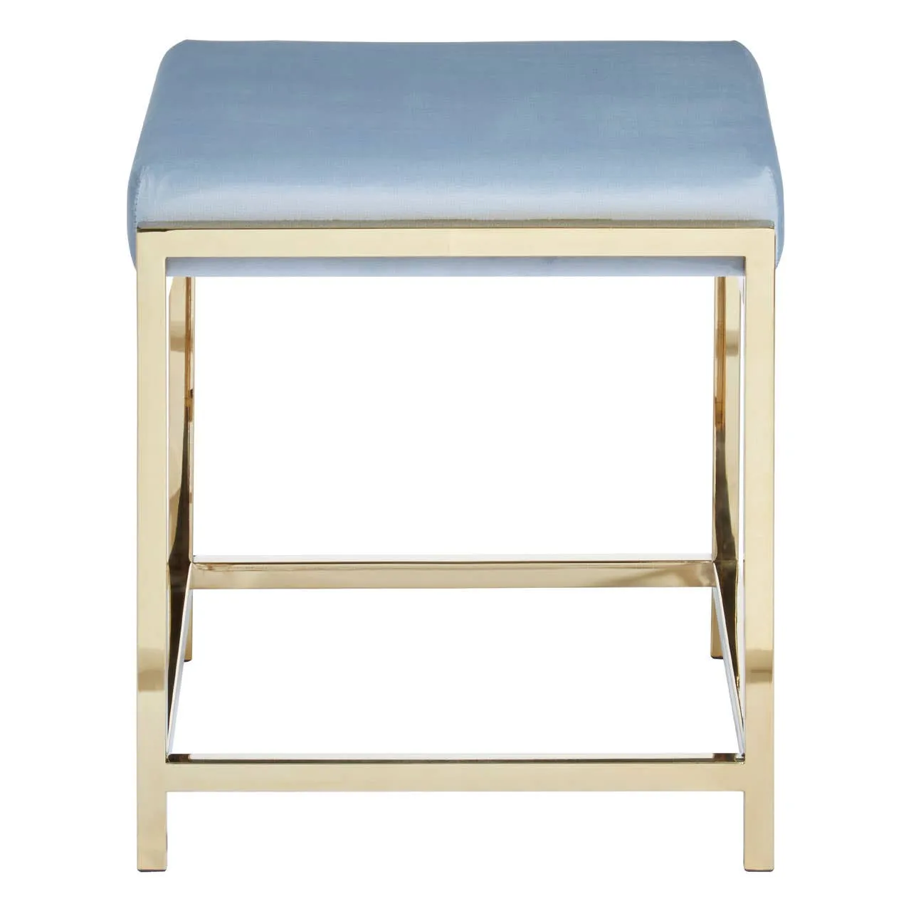 Allure Powder Blue Velvet / Gold Stool