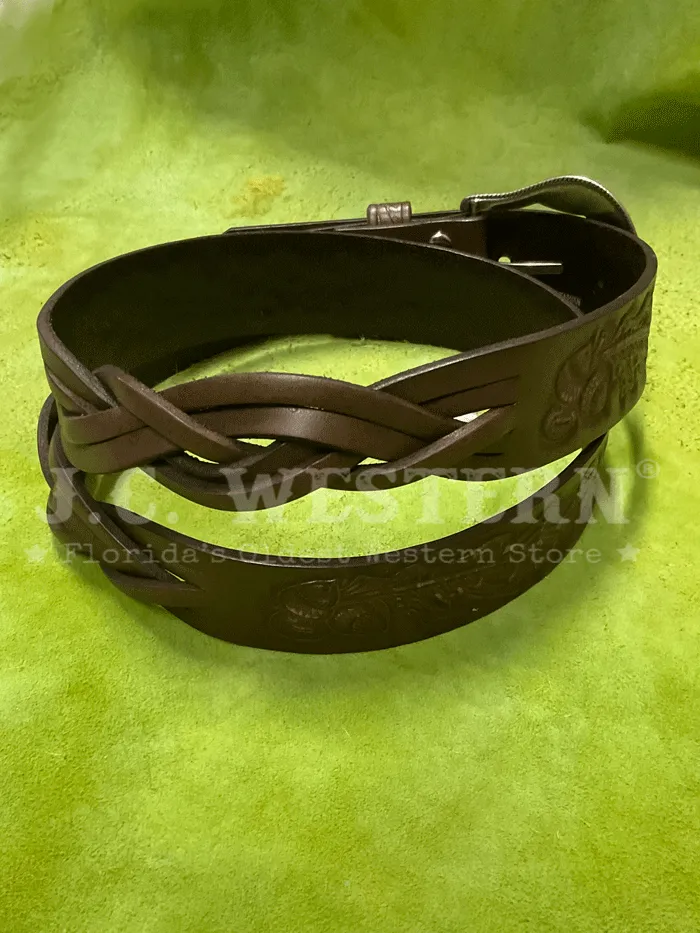 Angel Ranch D140001202 Womens Braided Acorn Belt Brown - D