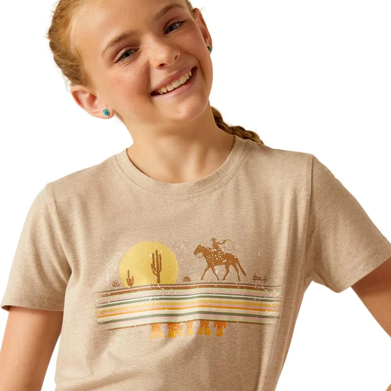 Ariat Girls Cowgirl Desert Oatmeal Heather Graphic T-Shirt 10048592