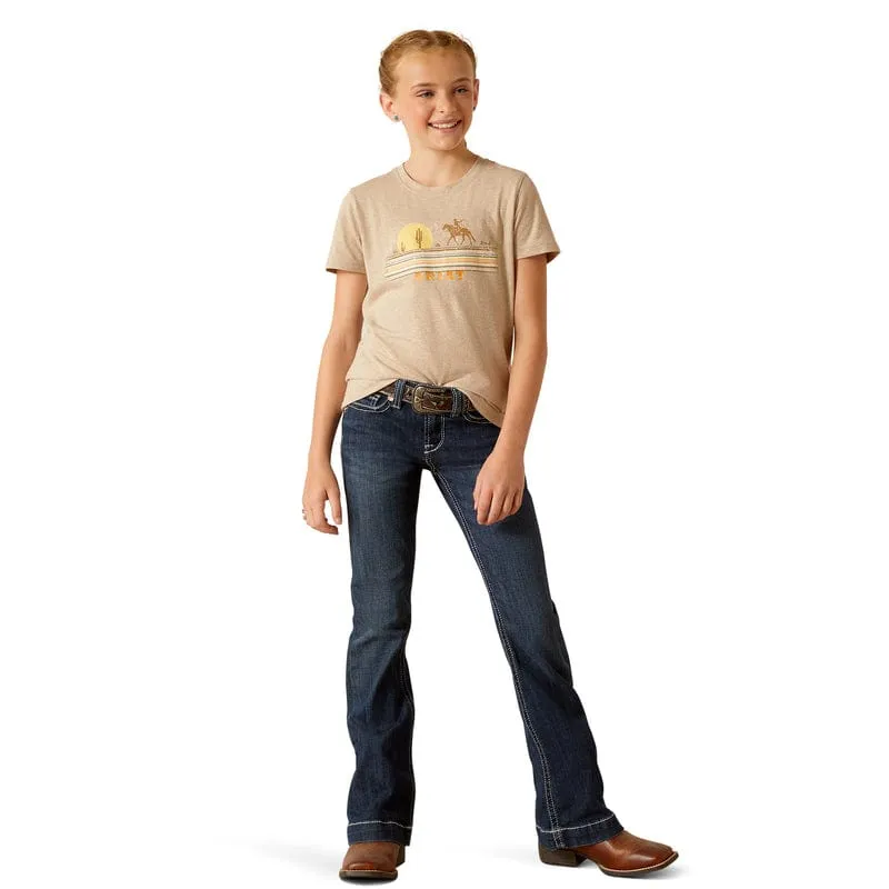 Ariat Girls Cowgirl Desert Oatmeal Heather Graphic T-Shirt 10048592