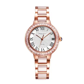 ARIES GOLD ENCHANT CAPELLA ROSE GOLD STAINLESS STEEL L 5015Z RG-W WHITE CERAMIC WOMEN'S WATCH