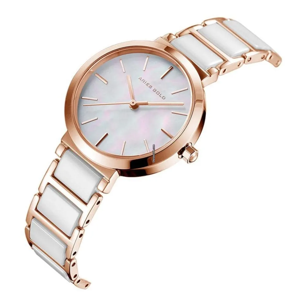 ARIES GOLD ENCHANT L 5037Z RG-W WHITE CERAMIC WOMEN'S WATCH