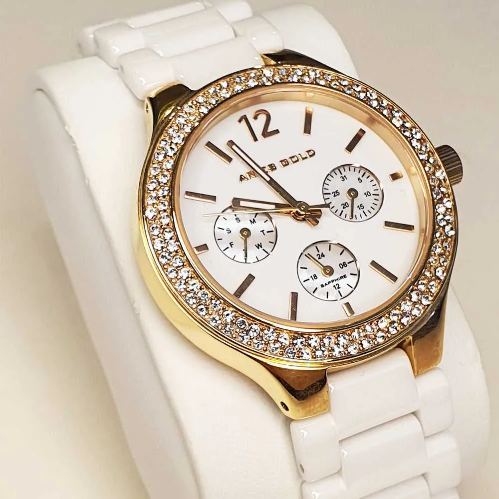 ARIES GOLD L 5004Z G-W WHITE CERAMIC STRAP WOMEN'S WATCH