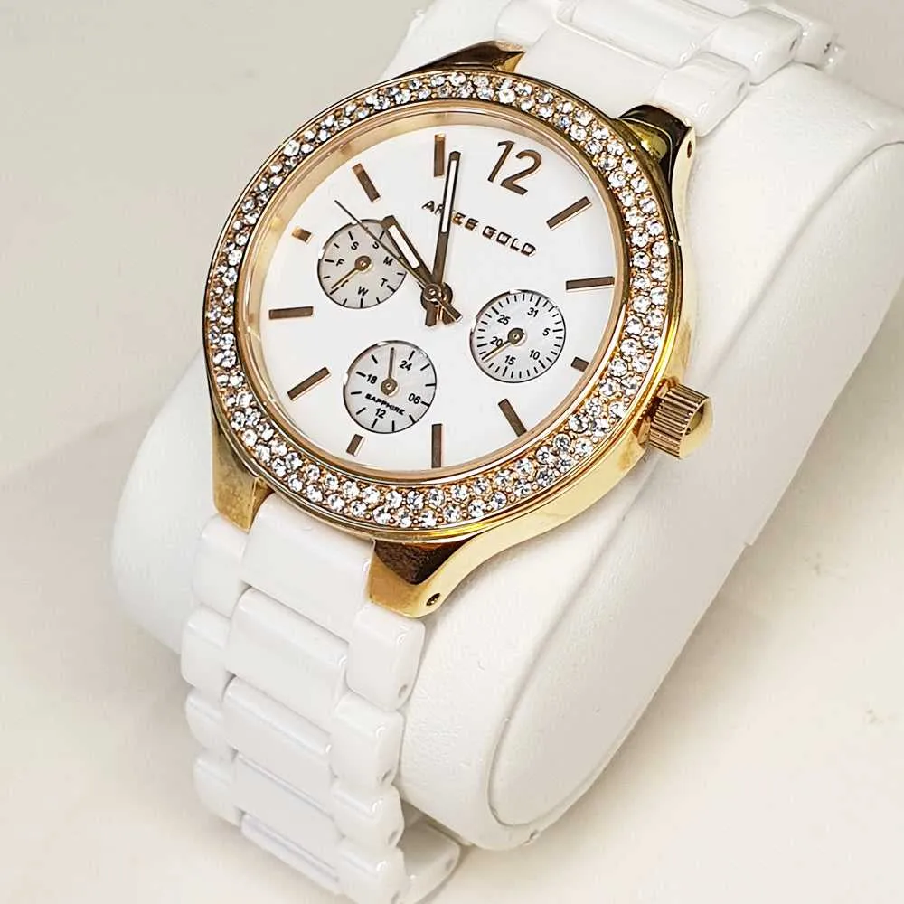 ARIES GOLD L 5004Z G-W WHITE CERAMIC STRAP WOMEN'S WATCH