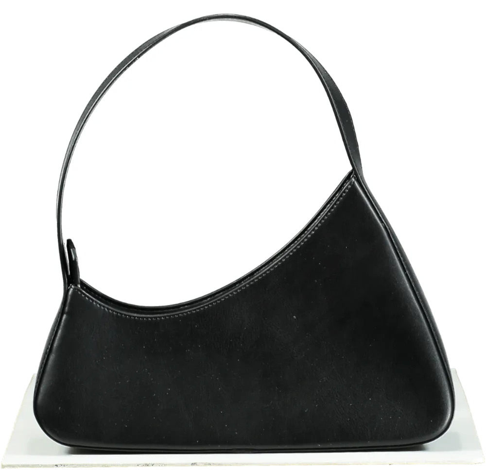 Aupen Black Leather Shoulder Bag