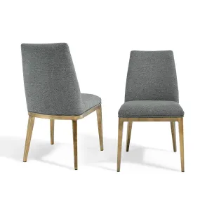 Bay Grey Linen Fabric Dining Chair Set of 2