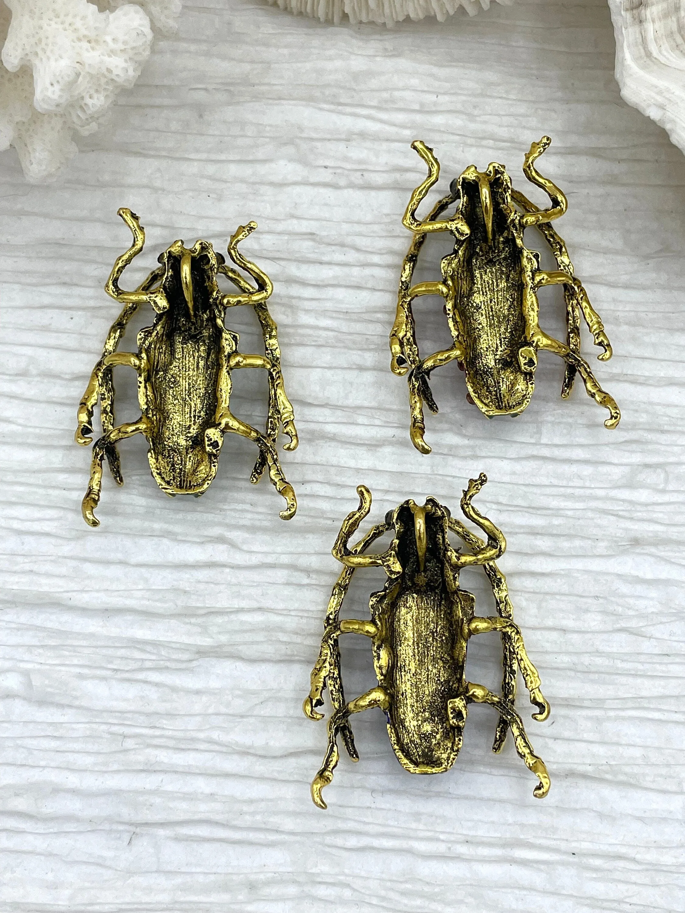 Beetle Charm/Pendant, Enamel Rhinestone Pendant, Gold 46mm Pendants, Insect Pendants,Bug Pendants, 3 colors Fast Ship