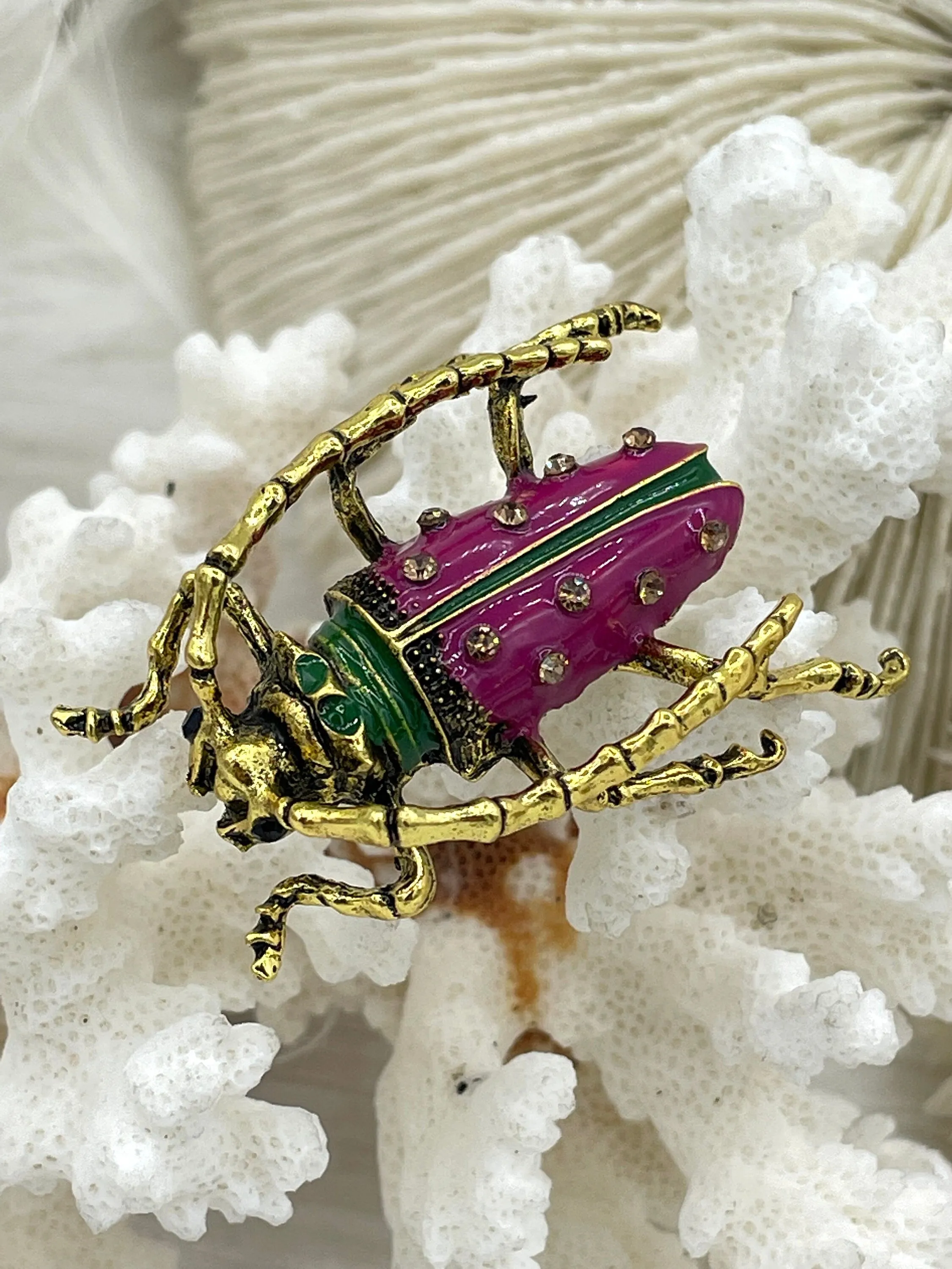 Beetle Charm/Pendant, Enamel Rhinestone Pendant, Gold 46mm Pendants, Insect Pendants,Bug Pendants, 3 colors Fast Ship