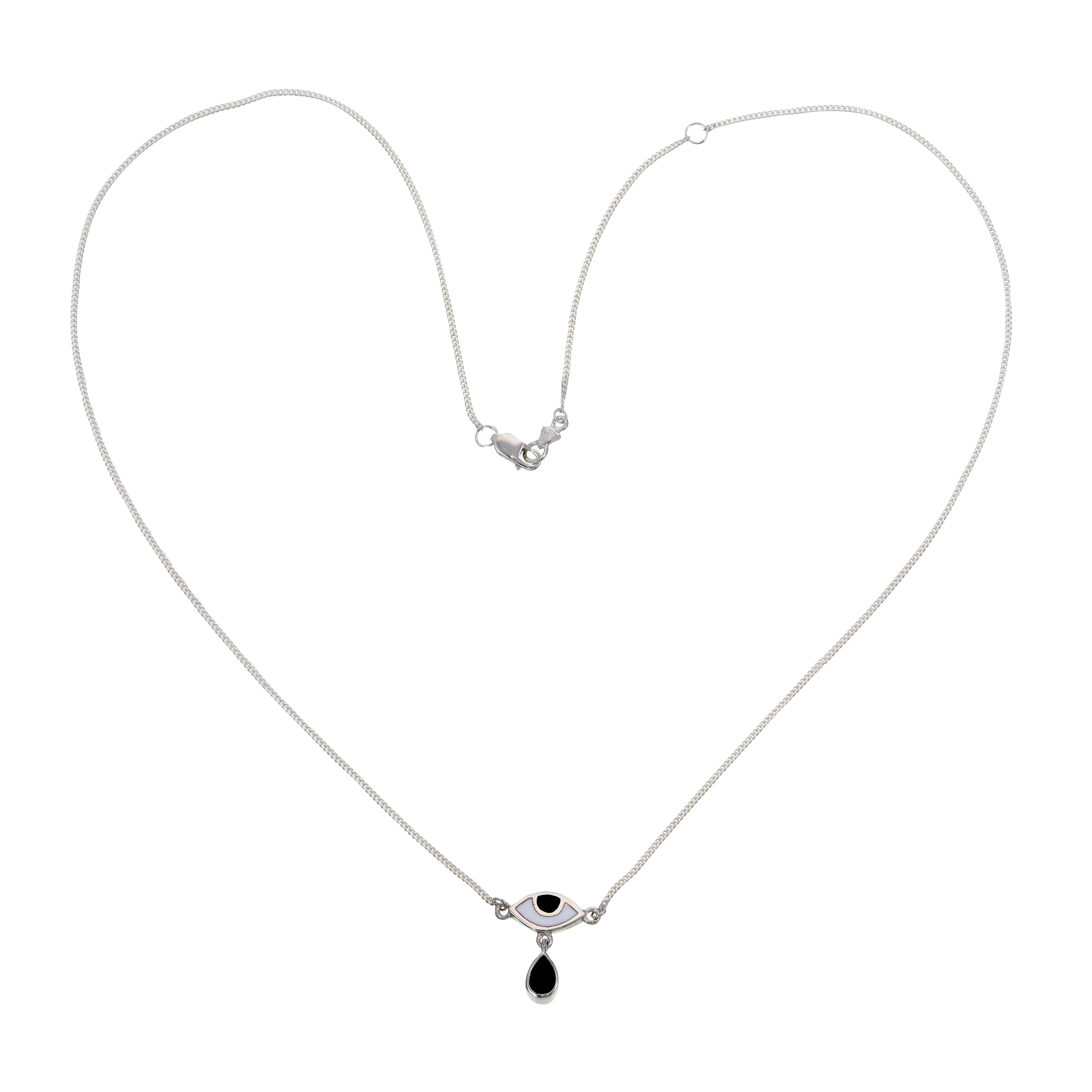 BEJEWELLED EYE NECKLACE BLACK ONYX - SILVER