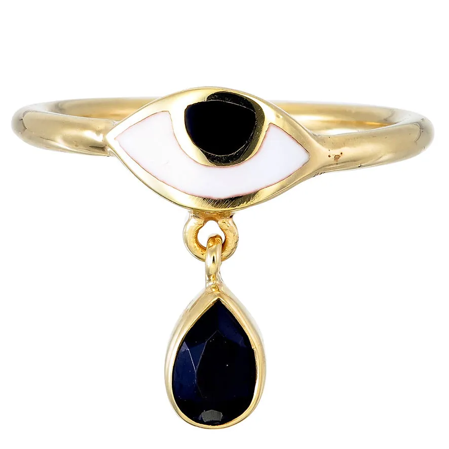 BEJEWELLED EYE RING BLACK ONYX - GOLD