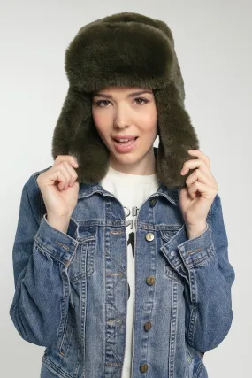 BILLIE FAUX FUR TRAPPER OLIVE