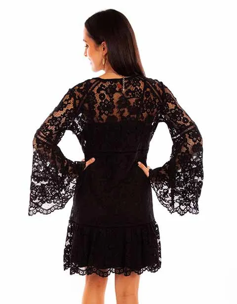 Black Lace Dress with Flare Sleeves for Country Girls at Bourbon Cowgirl