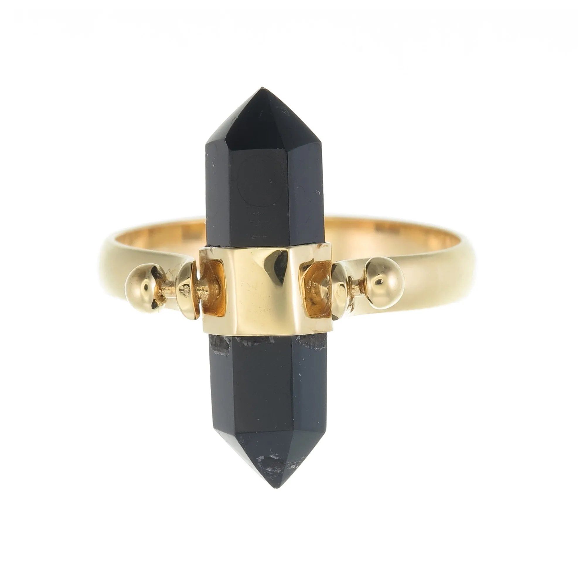 BLACK ONYX SWIVEL RING - GOLD