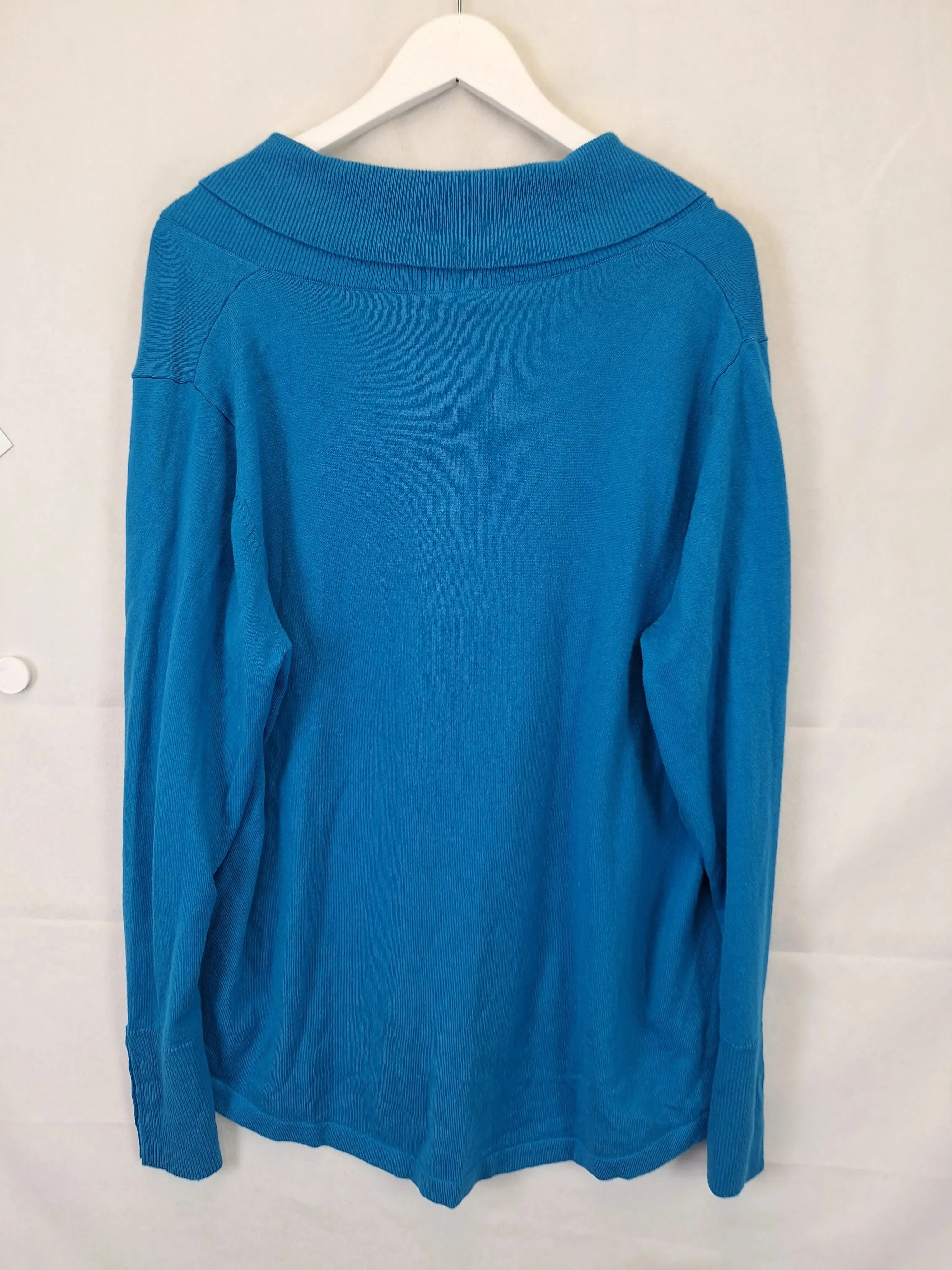 Blue Illusion Soft V Neck Pullover Jumper Size 20