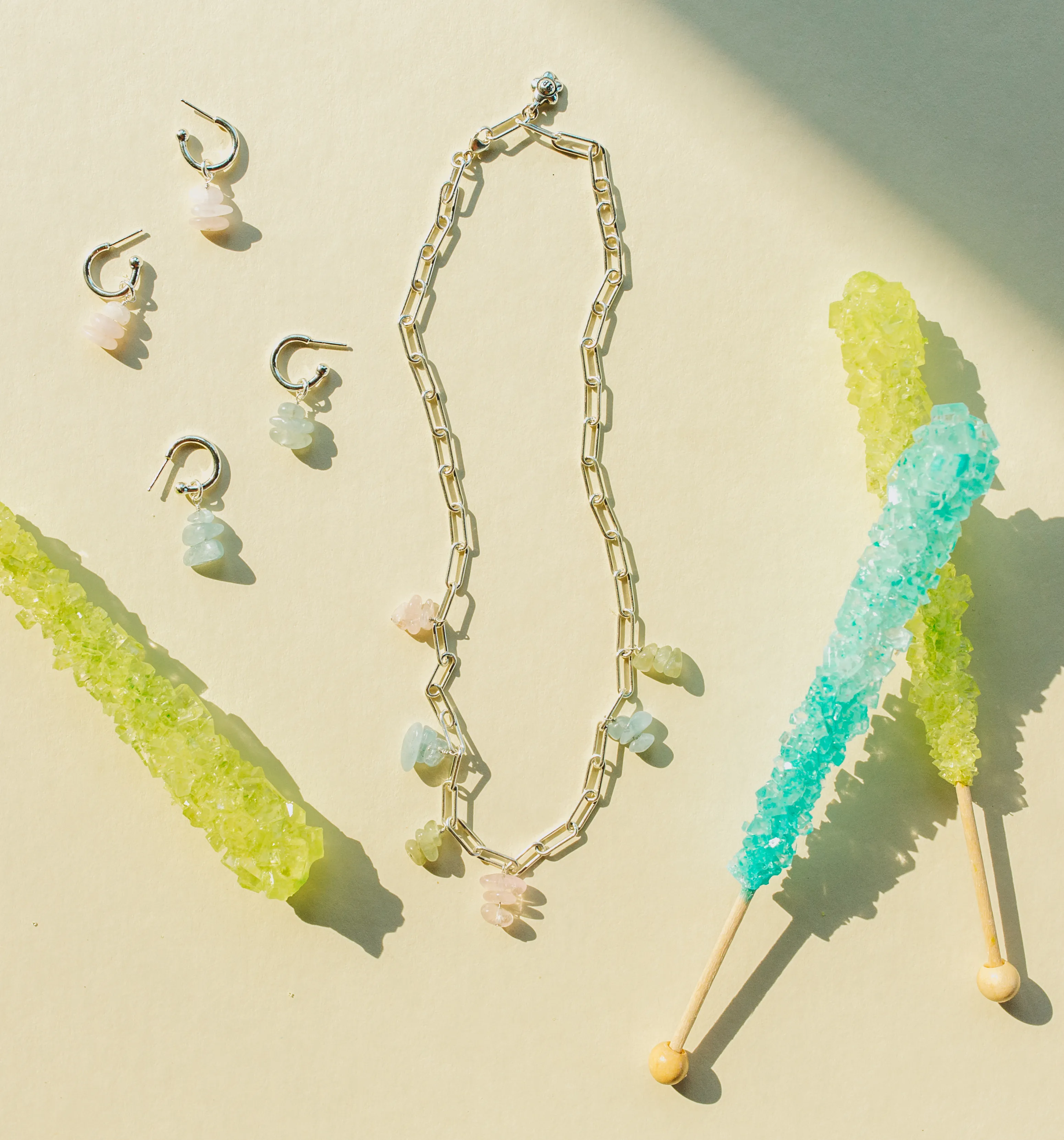 Blue Rock Candy Hoop Earrings