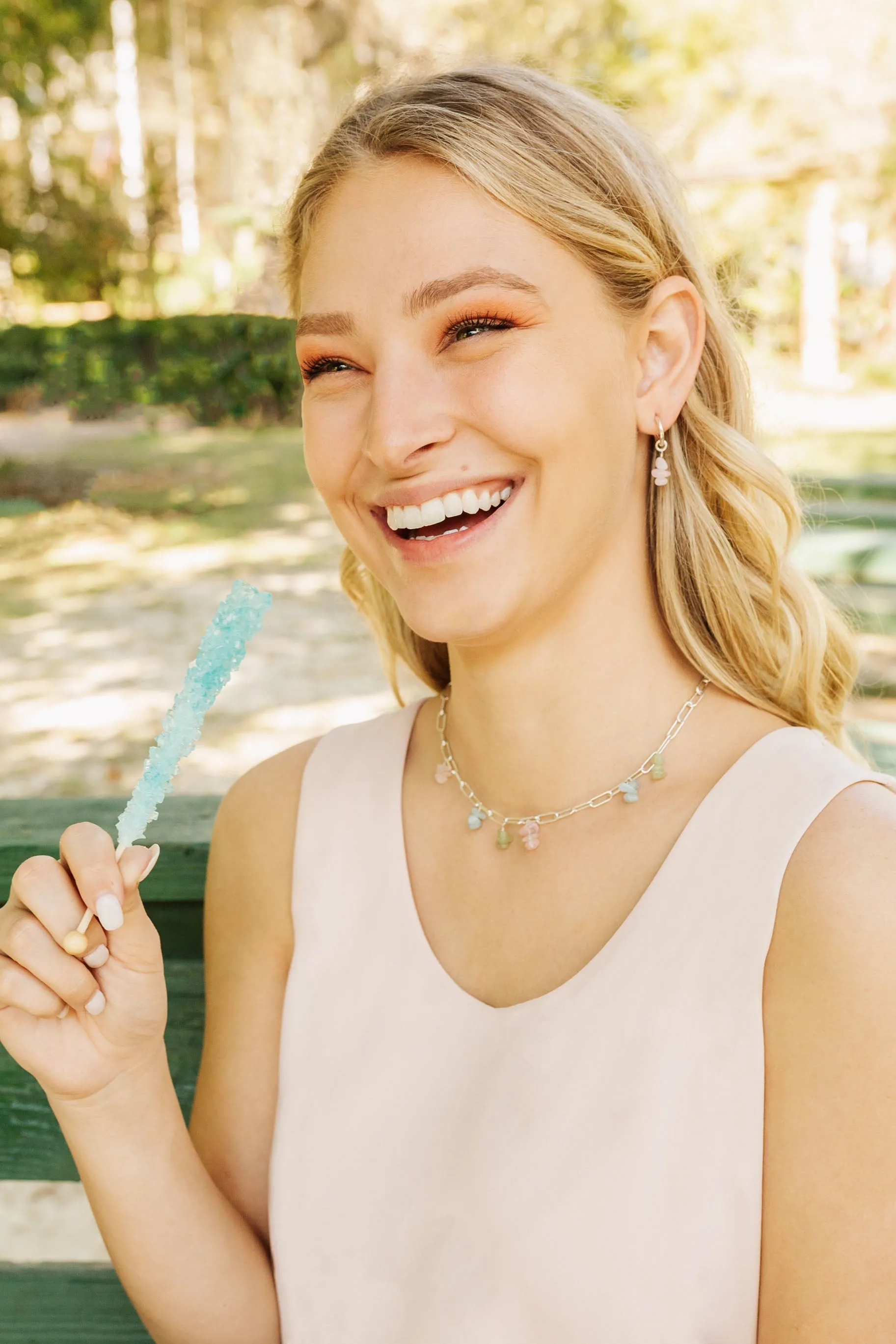 Blue Rock Candy Hoop Earrings