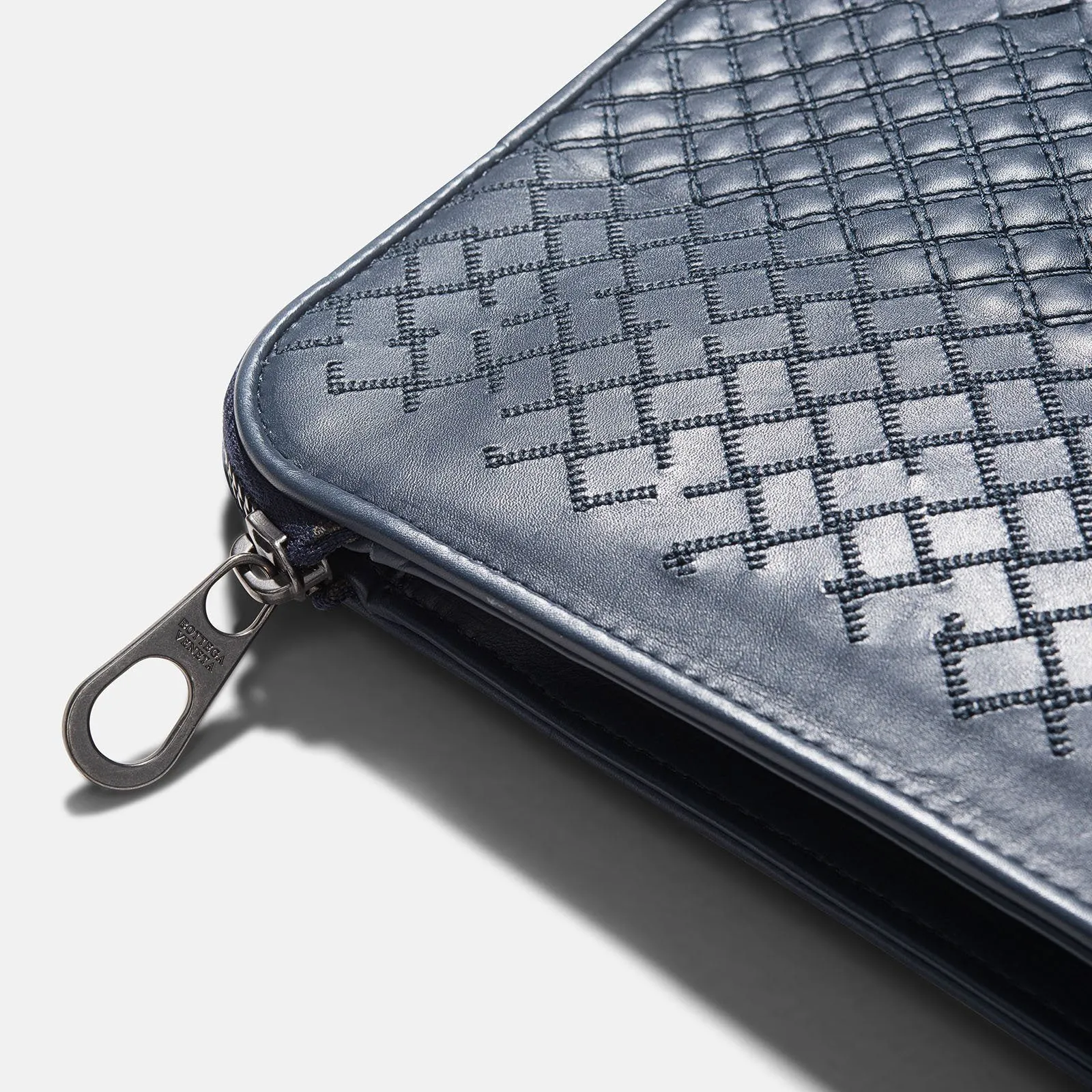 Bottega Veneta Blue Woven Leather Document Case