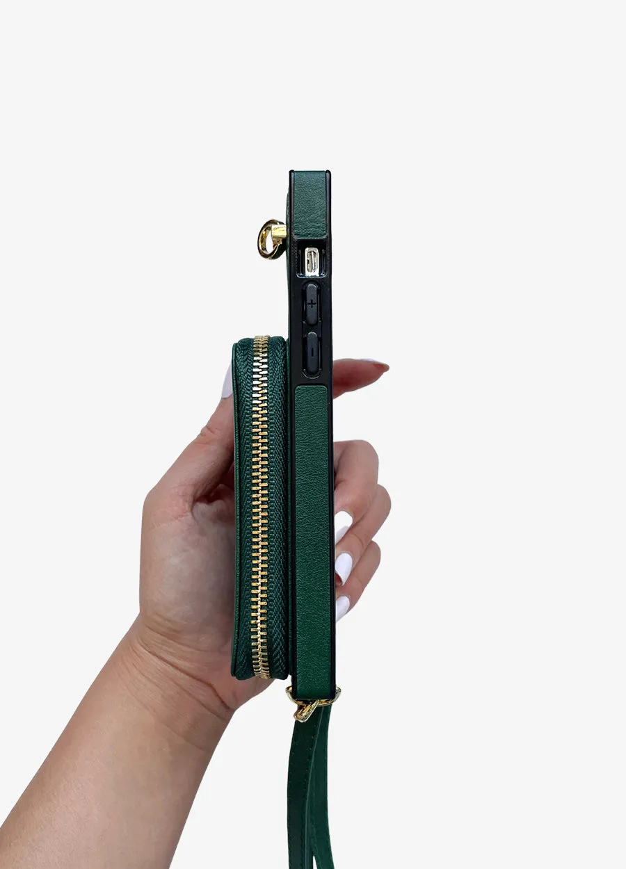 Boxy Crossbody Wallet Case in Forest Green