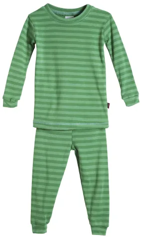 Boys and Girls Striped Pajama Set | Elf Green