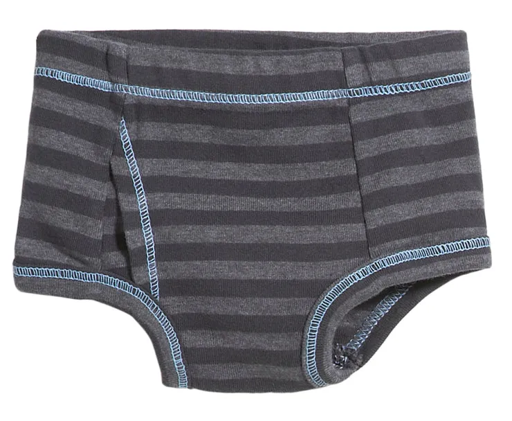 Boys Soft Stripe Brief | Charcoal