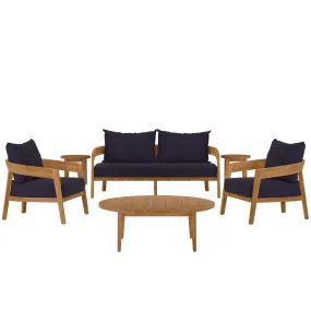 Brisbane 6-Piece Teak Wood Outdoor Patio Outdoor Patio Set By Modway - EEI-5833 - Natural Navy