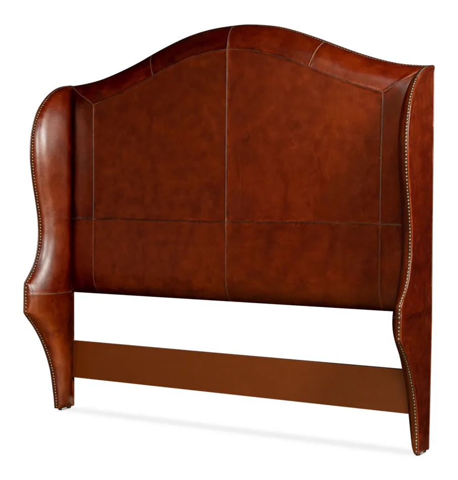 Brown Leather Equestrian Headboard