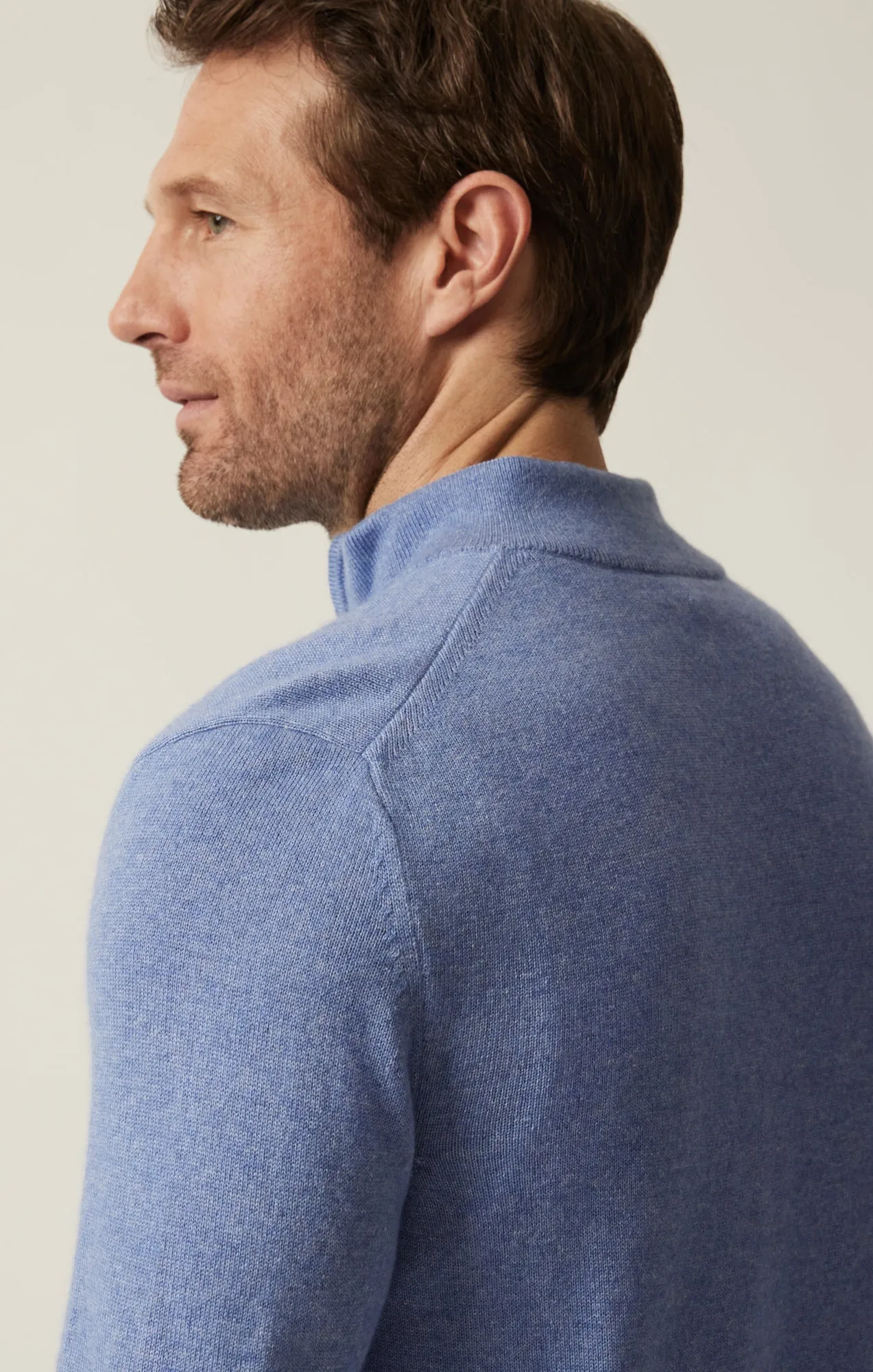 Cashmere Quarter Zip Sweater In Skipper Blue