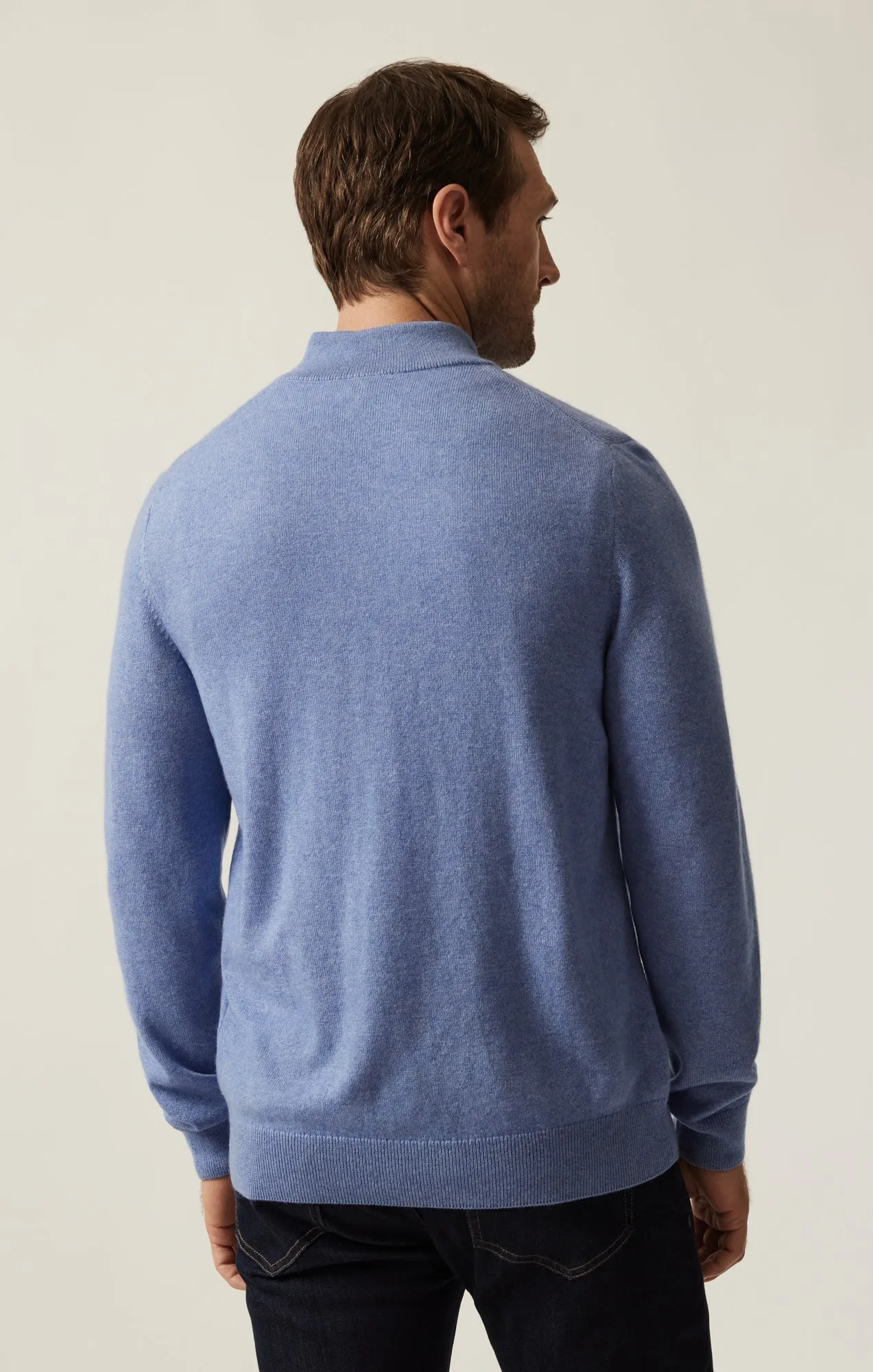 Cashmere Quarter Zip Sweater In Skipper Blue