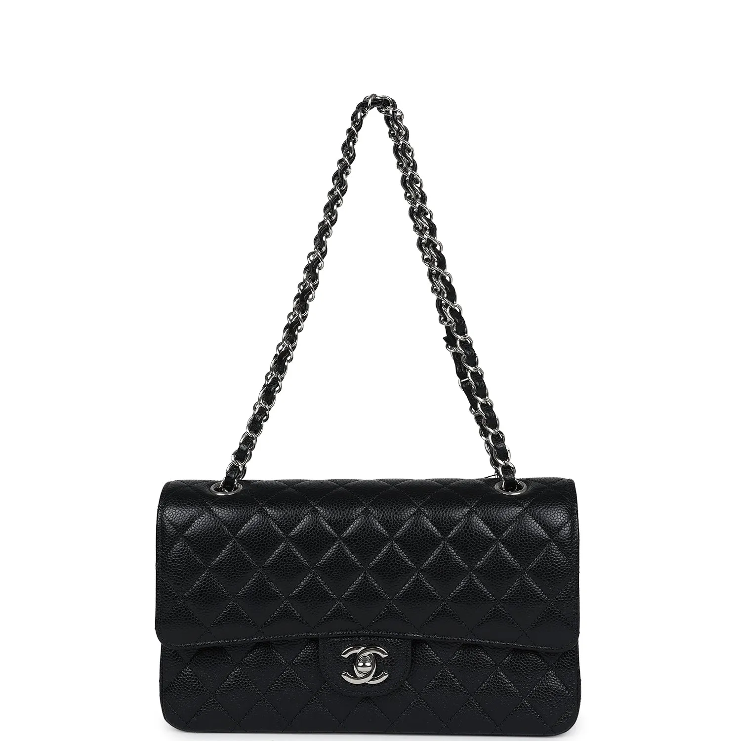 Chanel Medium Classic Double Flap Black Caviar Silver Hardware