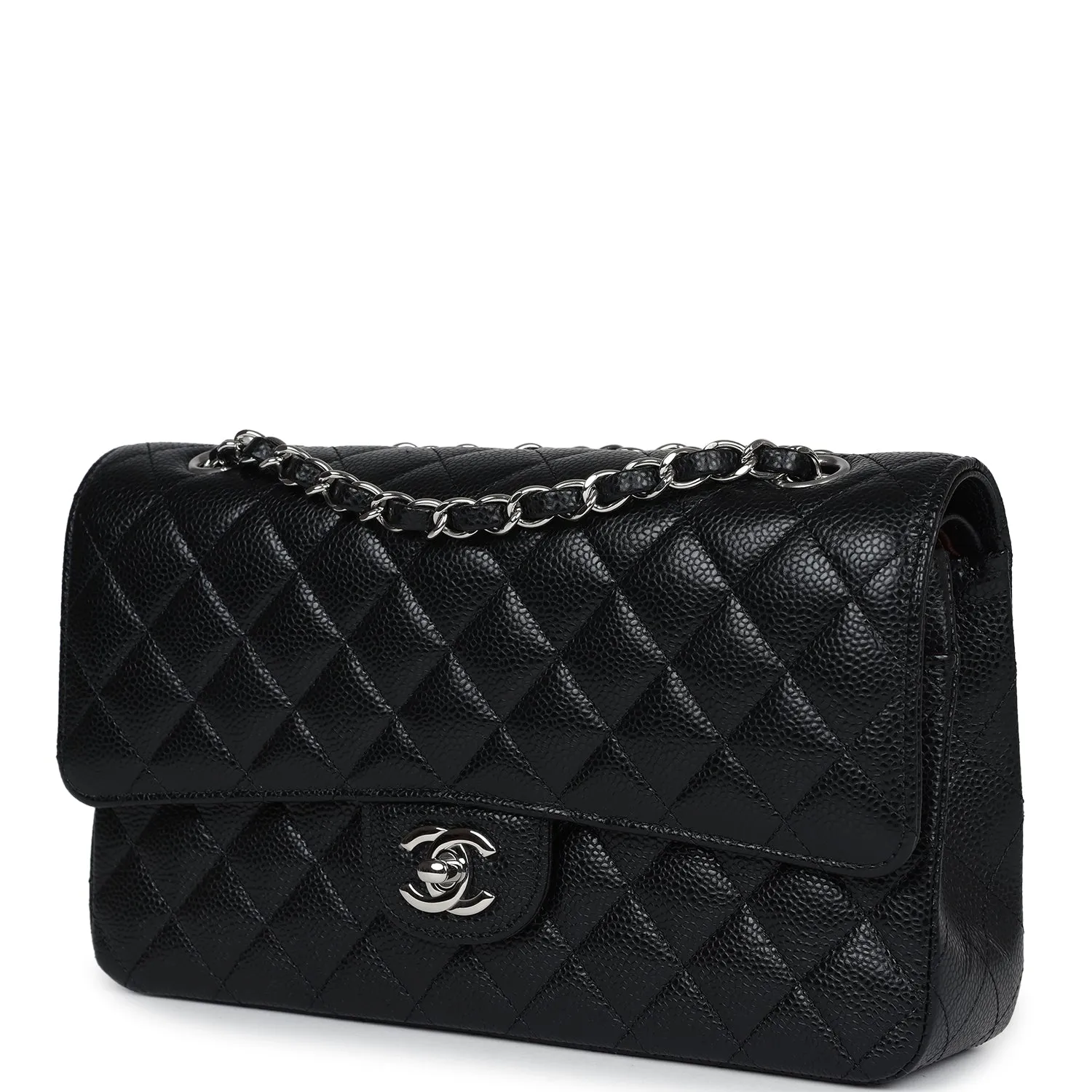 Chanel Medium Classic Double Flap Black Caviar Silver Hardware