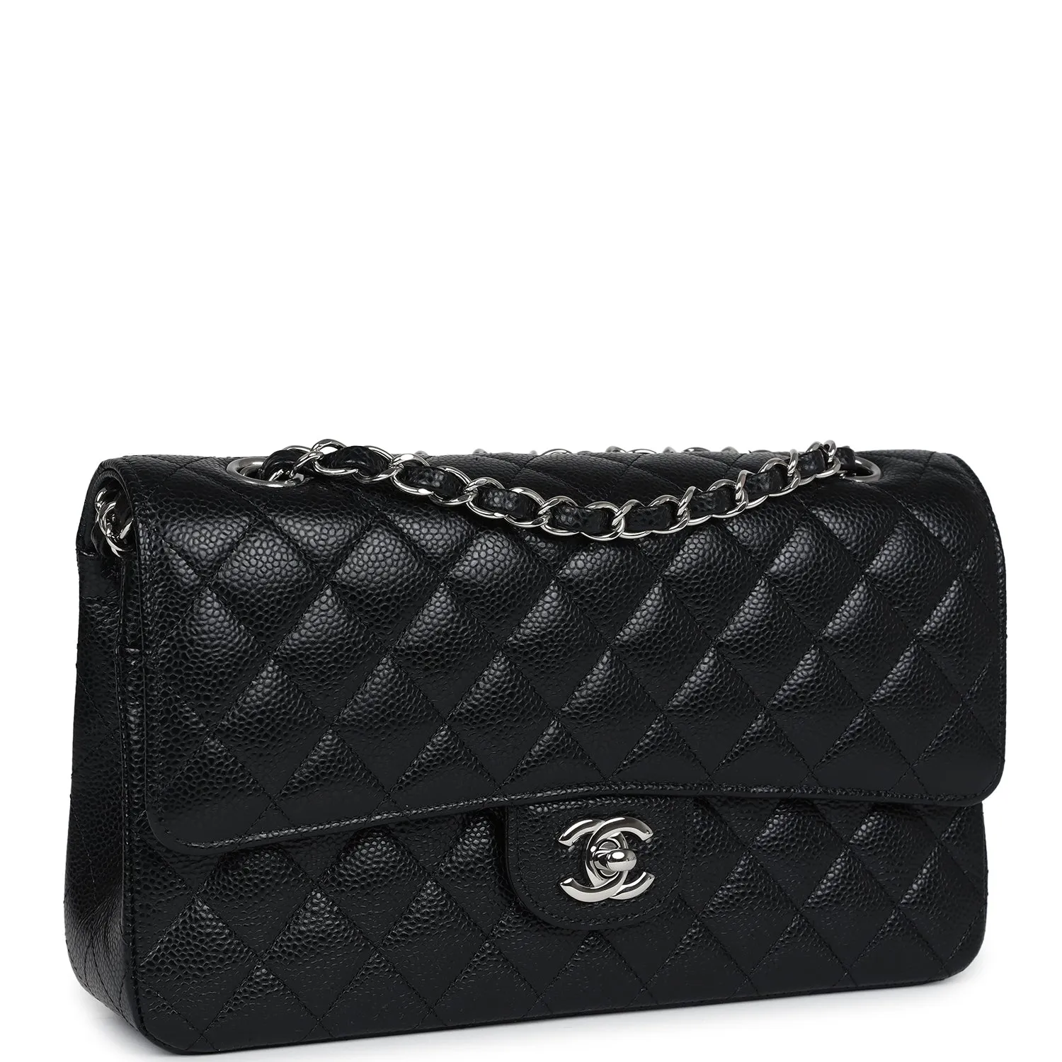 Chanel Medium Classic Double Flap Black Caviar Silver Hardware