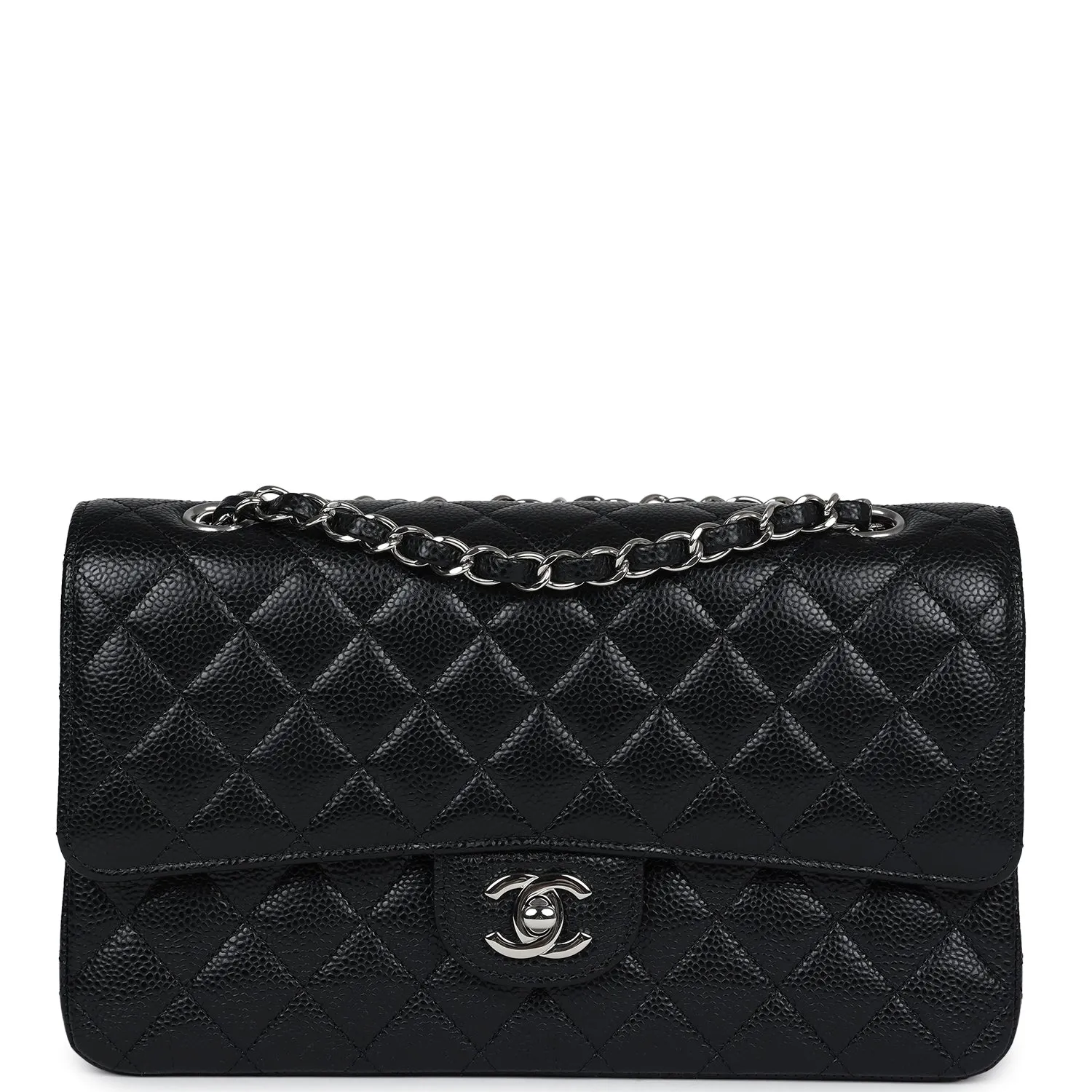 Chanel Medium Classic Double Flap Black Caviar Silver Hardware