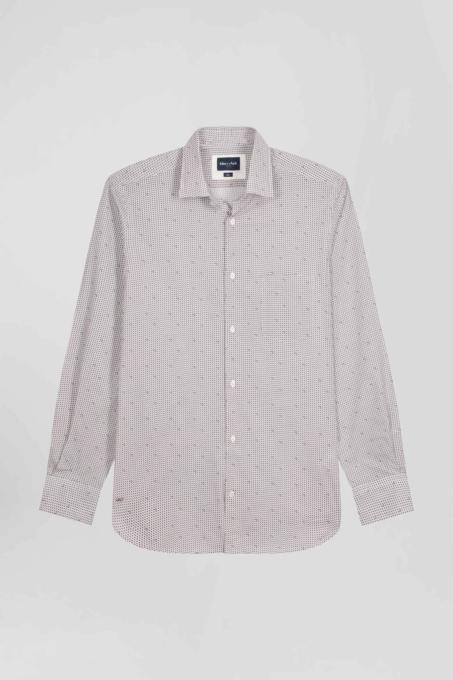 Chemise en coton à micro-motifs rose coupe Slim