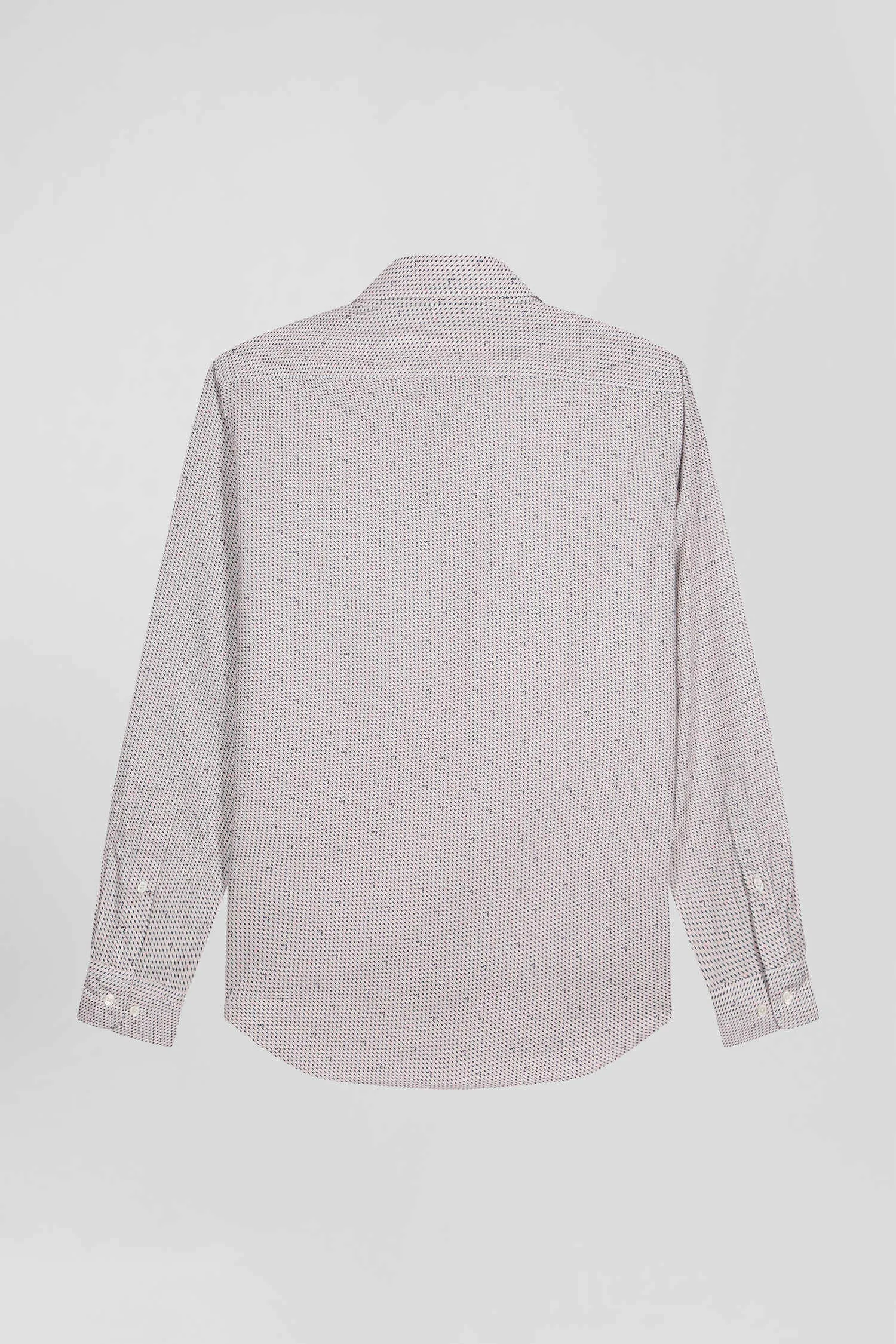 Chemise en coton à micro-motifs rose coupe Slim