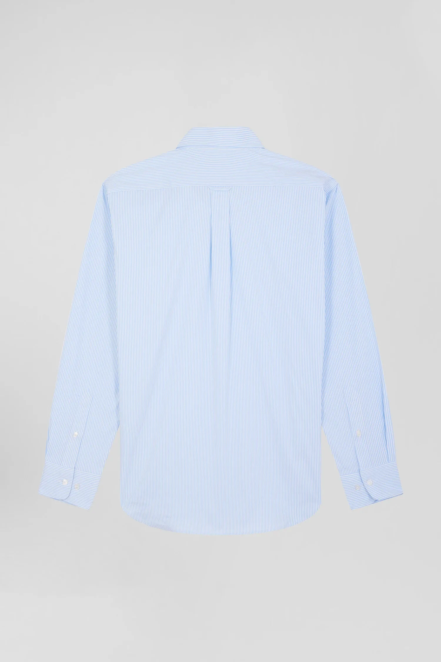 Chemise en popeline de coton bleue à rayures bton coupe Regular